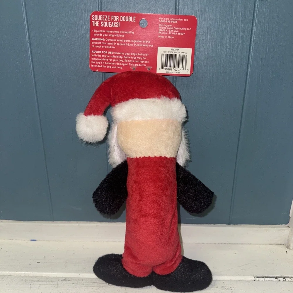 Merry & Bright Nice & Noisy‎ Santa Dog Toy Red Squeaky Thrash Plush Toss Shake